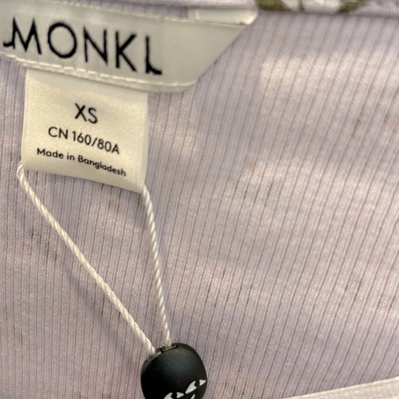 Monki Organic Lettuce Edge Ruched Floral Long Sleeve Dusty Lilac XS 90s NWT - Picture 5 of 13